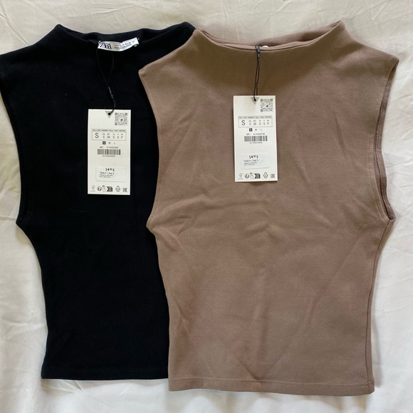 Zara Sleeveless Mock Neck Tops x2 - Picture 1 of 4